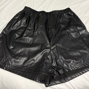 Women's Black Leather Shorts